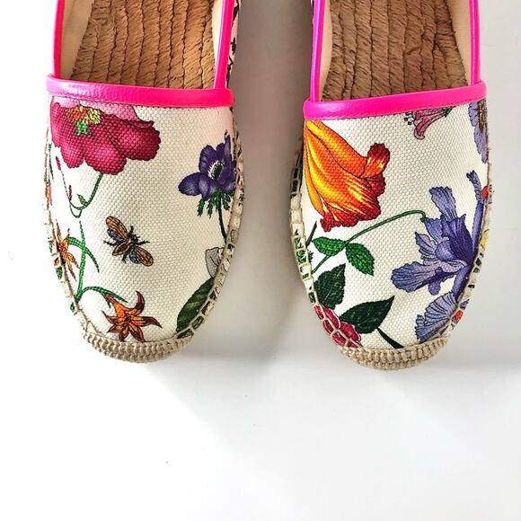 Gucci Flora Print Fuxia Espadrille Canvas Flats Sandals 36 - Picture 4 of 13